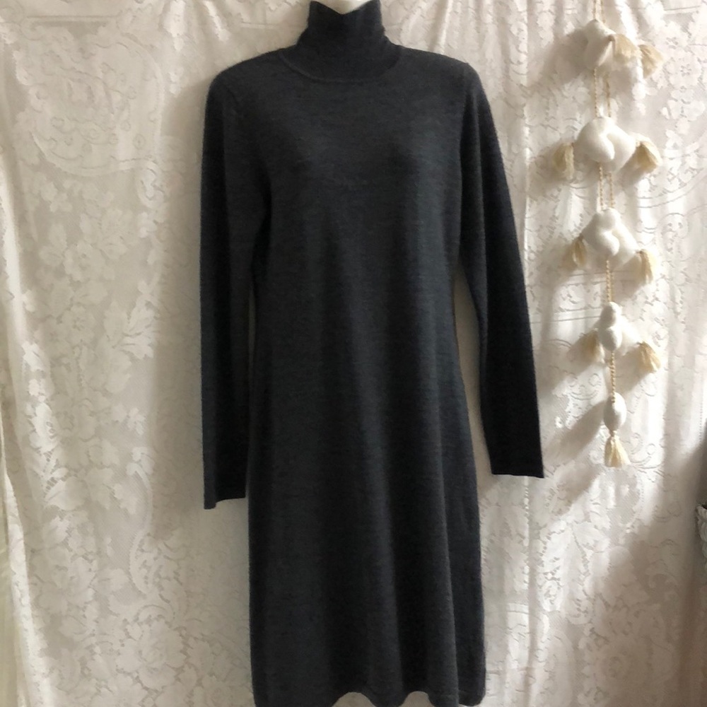 Garnet Hill sweater dress gray turtleneck M
